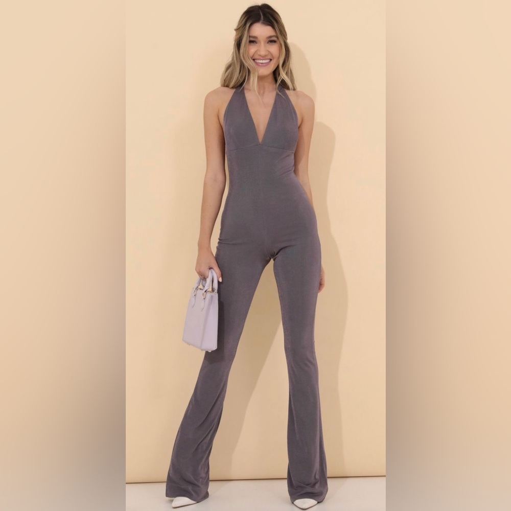 New - Lucy In The Sky - Shimmer Jumpsuit in Dove Purple - Size L